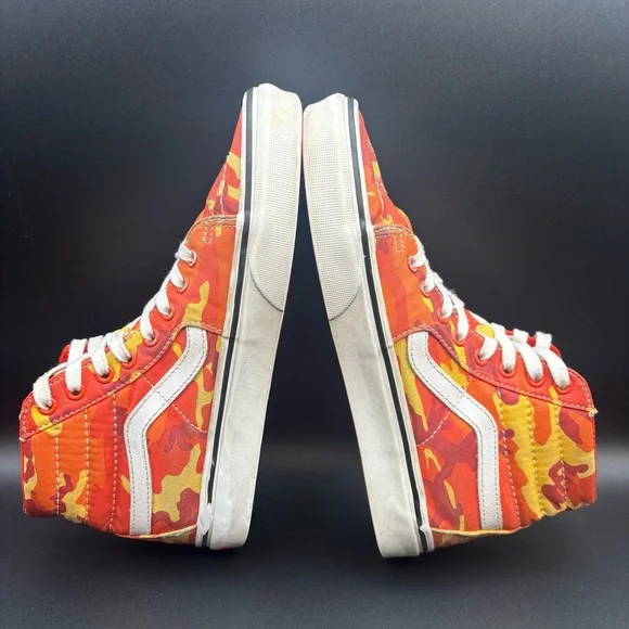 Vans Orange and yellow camouflage high-top sneakers, Men’s Size 7.5, Women’s 9 - Picture 4 of 12